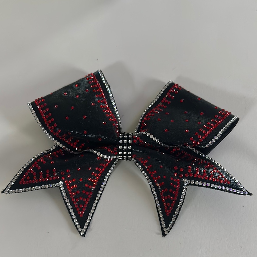 Black and Red Rhinestone Bow for Kids